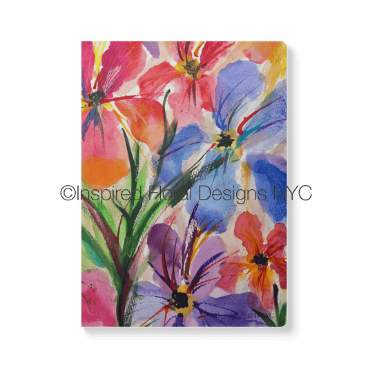 Colorful floral design on a black background with 'Inspired Floral Designs NYC' text.