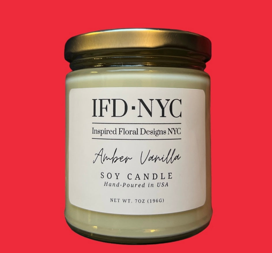 amber vanilla soy candle inspired floral designs nyc
