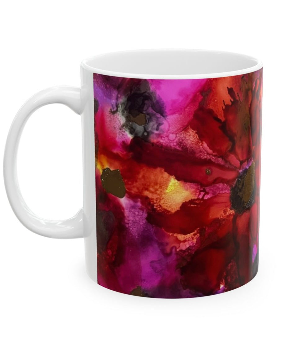 inspired floral designs nyc coffee mug diva in red