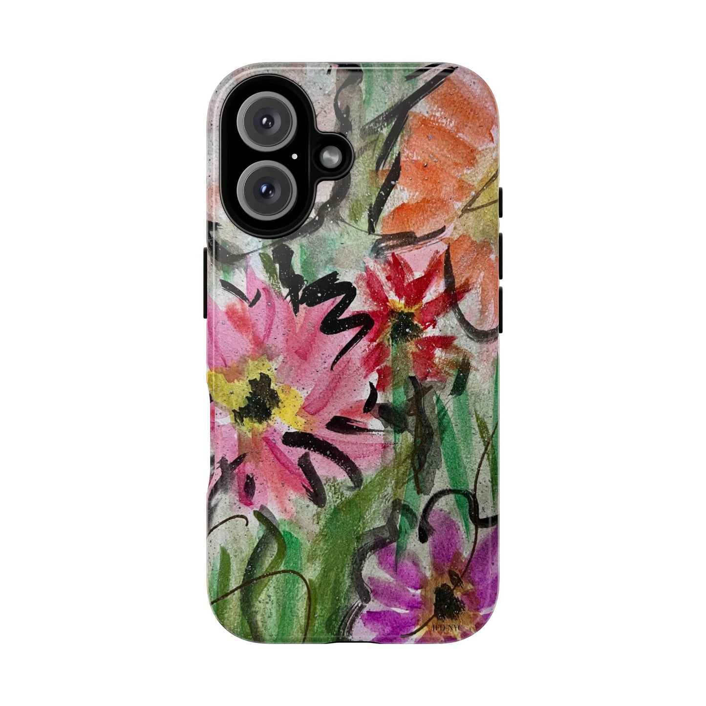 Phone case with colorful floral design on a white background by Inspired Floral Designs NYC