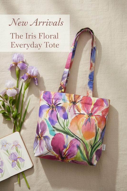 Iris Floral Everyday Tote Pinterest Pin