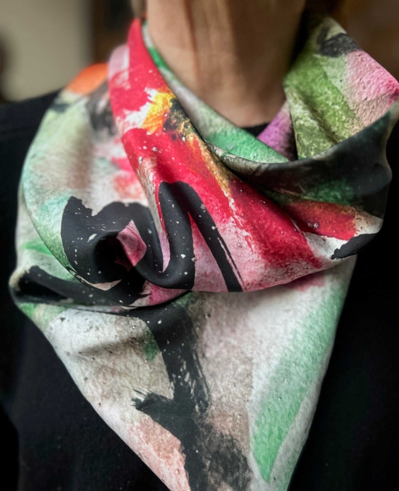 peace floral silk twill scarf watercolor inspired floral designs nyc