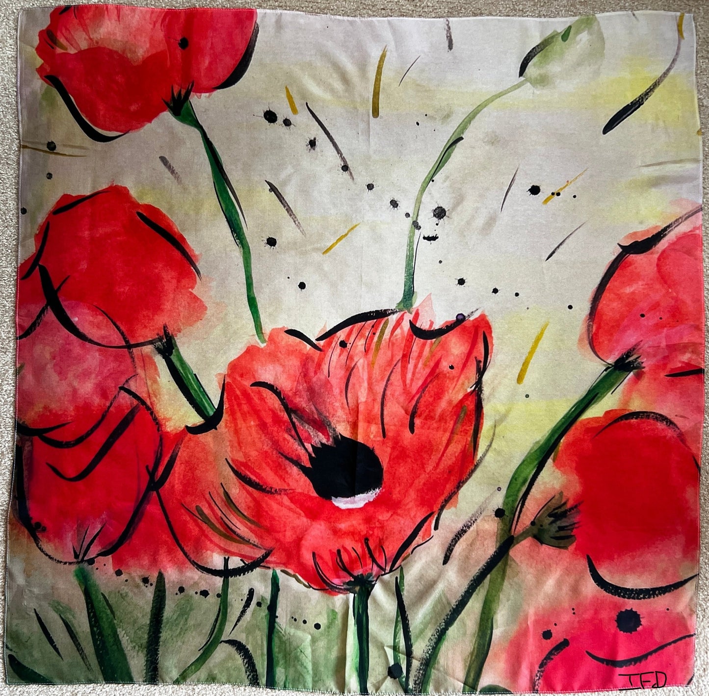 inspired floral designs nyc silk scarves handmade poppies silk scarf