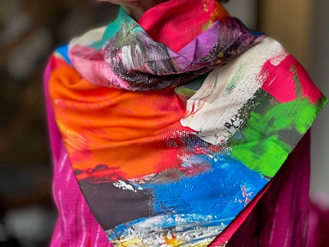 Colorful scarf with abstract patterns floral painting - inspired floral designs nyc