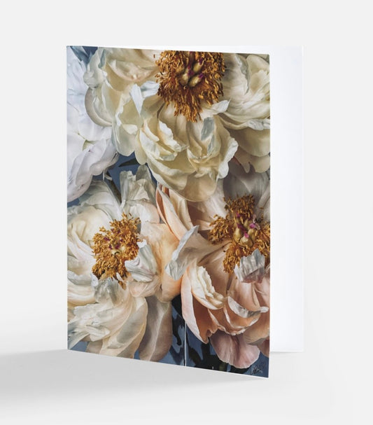 greeting card with a group of peonies photography by Whitney for inspired floral designs nyc
