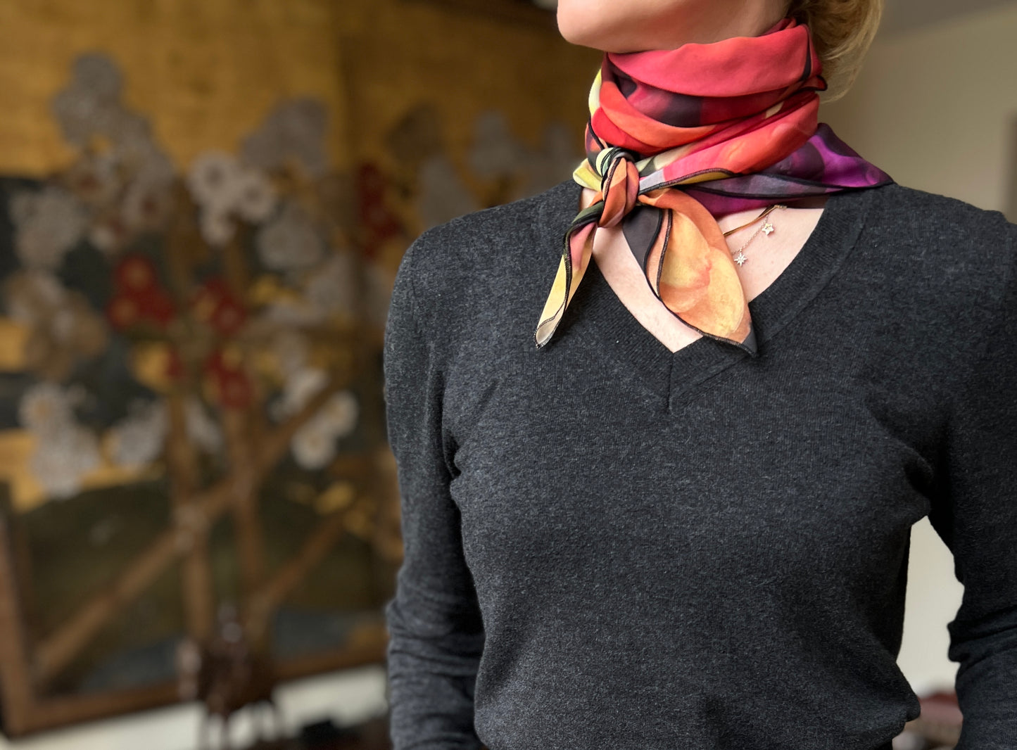 Beautiful floral scarf, vegan Georgette, ethically made, made to order, floral photography 