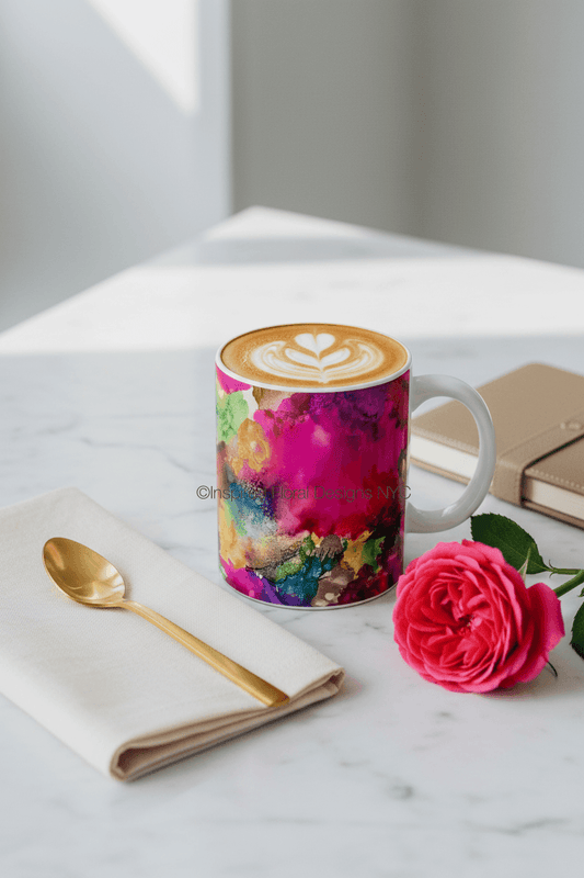 color burst coffee cup inspired floral designs nyc llc with a rose and spoon