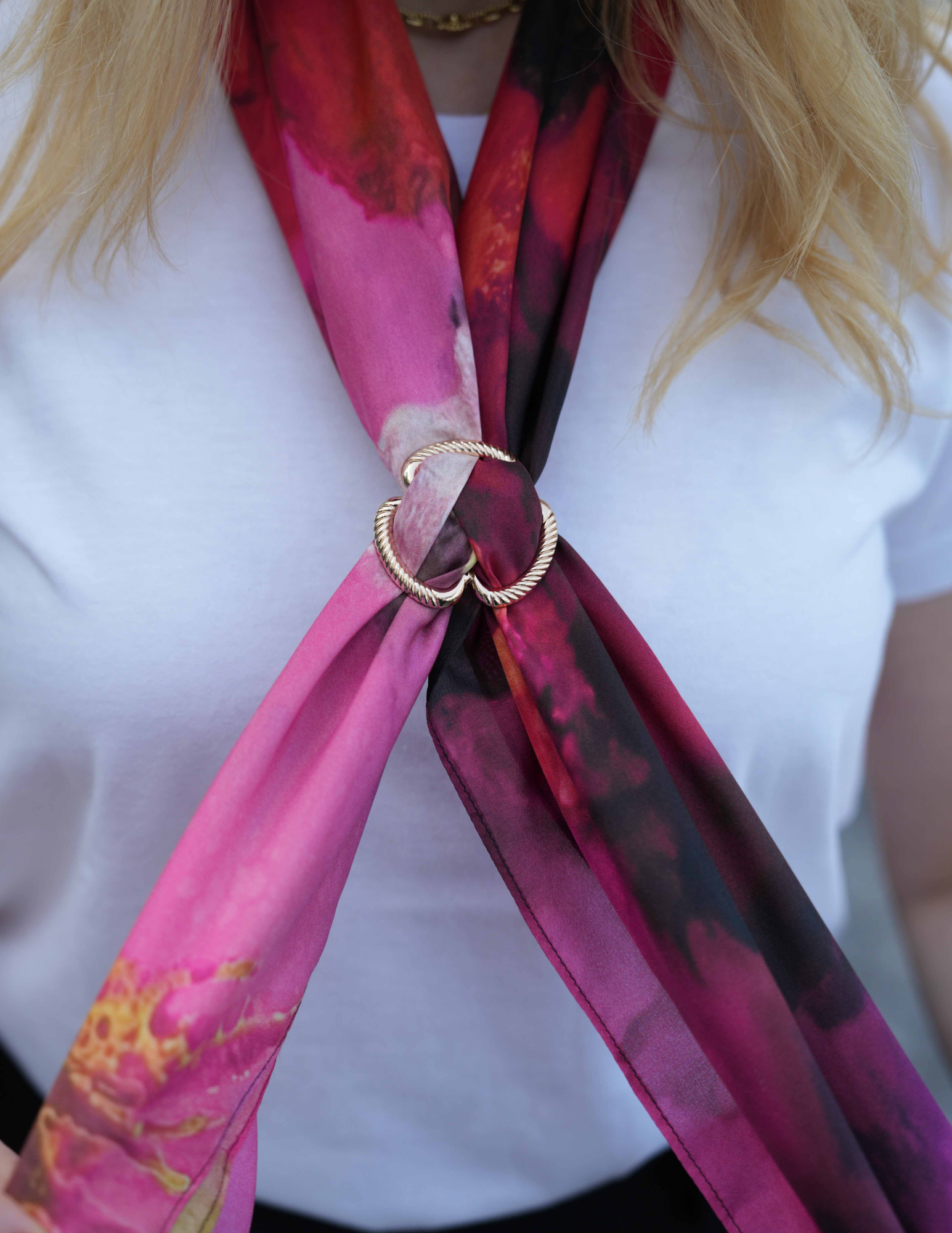 inspired floral designs nyc silk floral scarf diva in red 3 ring scarf ring classic design