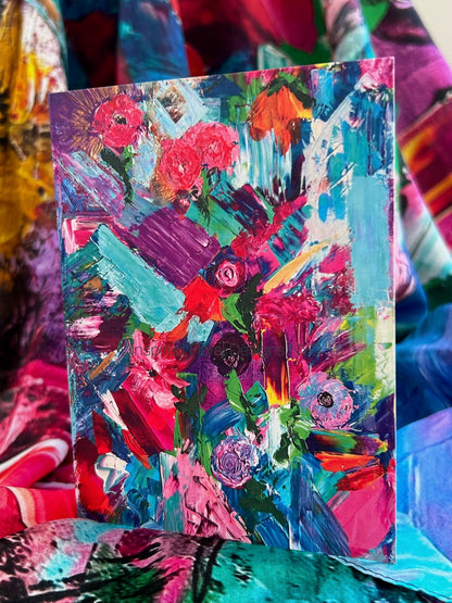 Colorful abstract painting petals unleashed by inspired floral designs nyc with vibrant flowers on a textured surface copyright