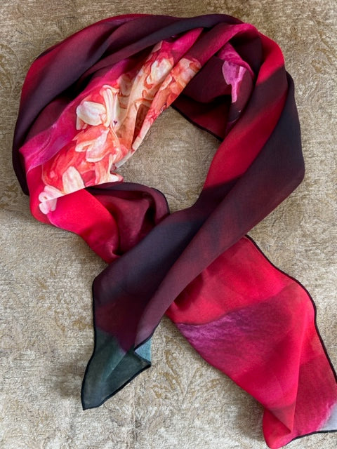 vegan grorgette silk alternative floral scarf by inspired floral designs nyc beautiful amour 