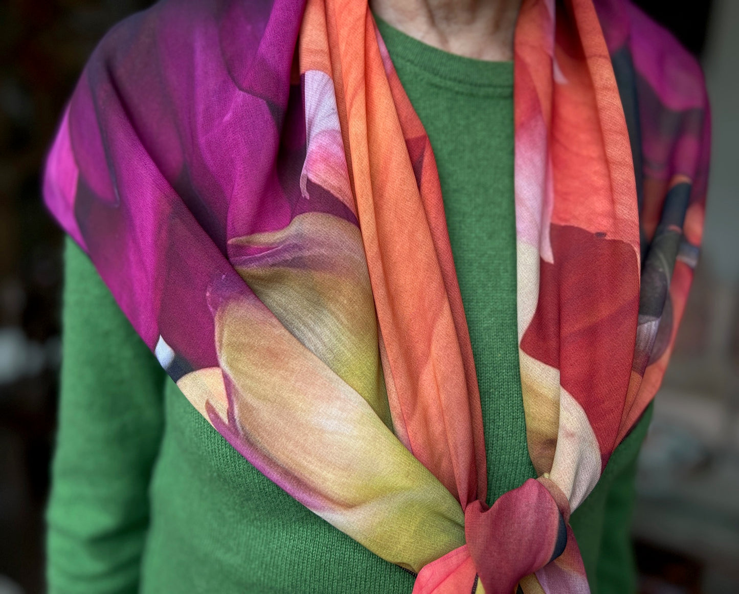 Ethically made, floral scarf, floral photography, made to order, vegan georgette, hand made