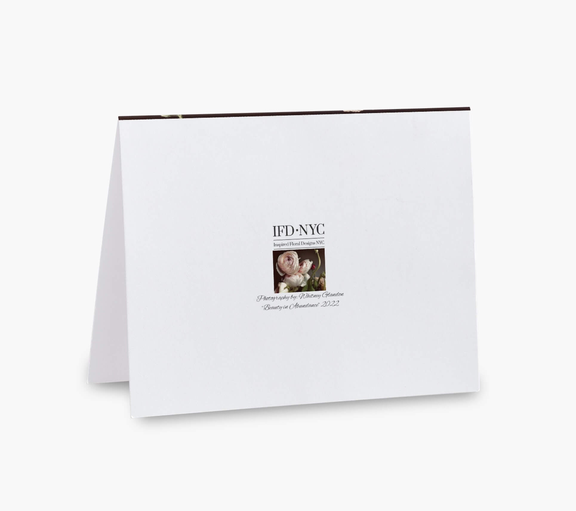 back of greeting card with floral bouquet