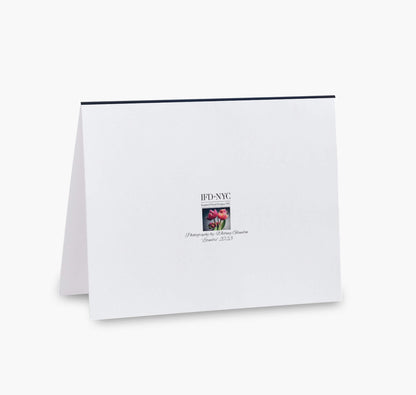 back of the greeting card that has pink tulips on the front says inspired floral designs nyc