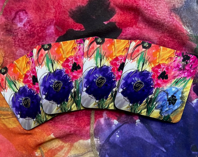 floral watercolor coasters, drinkware