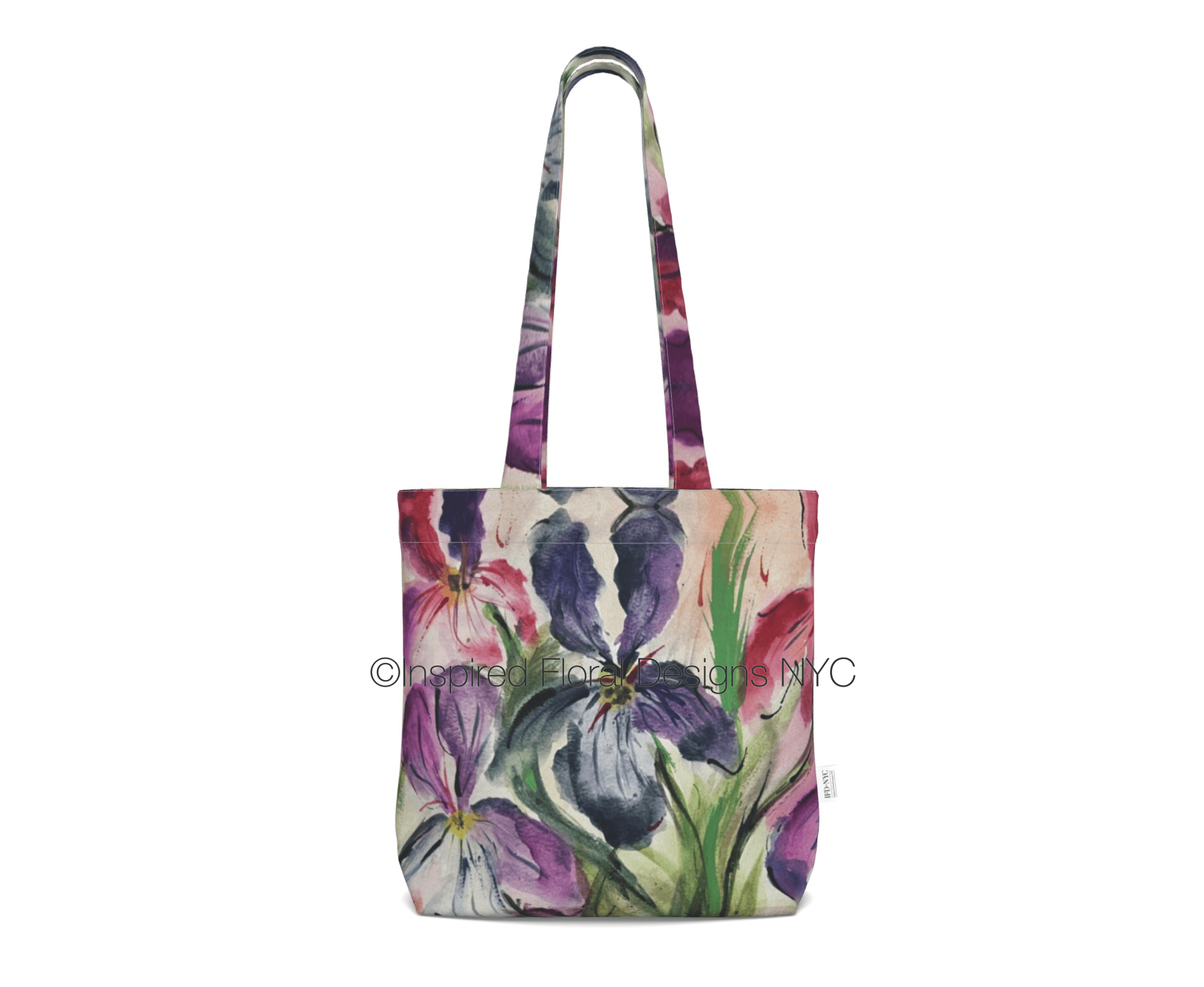 Tote bag with floral design on a white background inspired floral designs nyc 