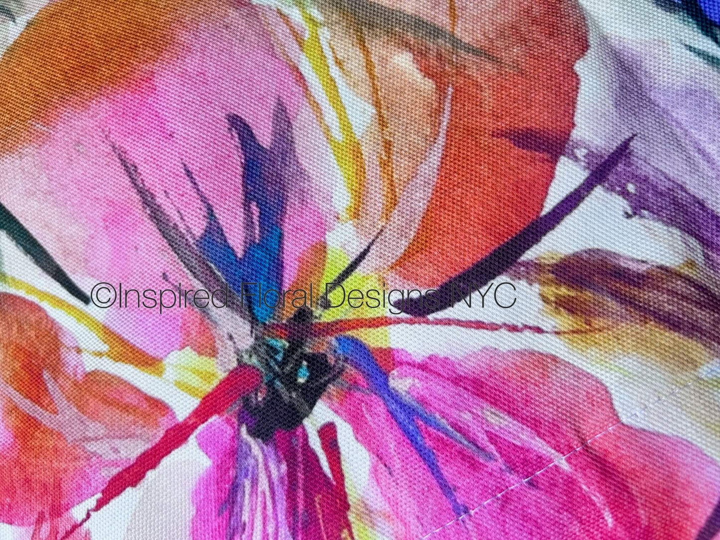 fabric of everyday floral tote upclose cotton panama brightly colored flower by inspired floral designs nyc