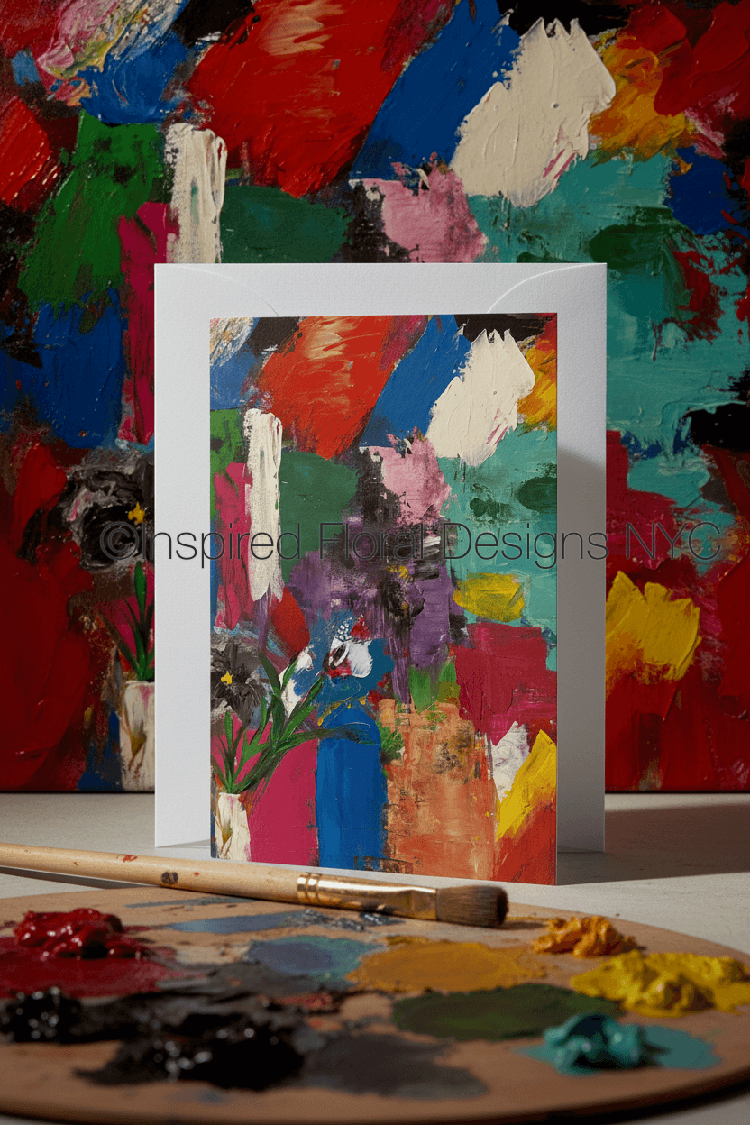 colorful abstract floral by whitney as a greeting card with background inspired floral designs nyc llc copyright