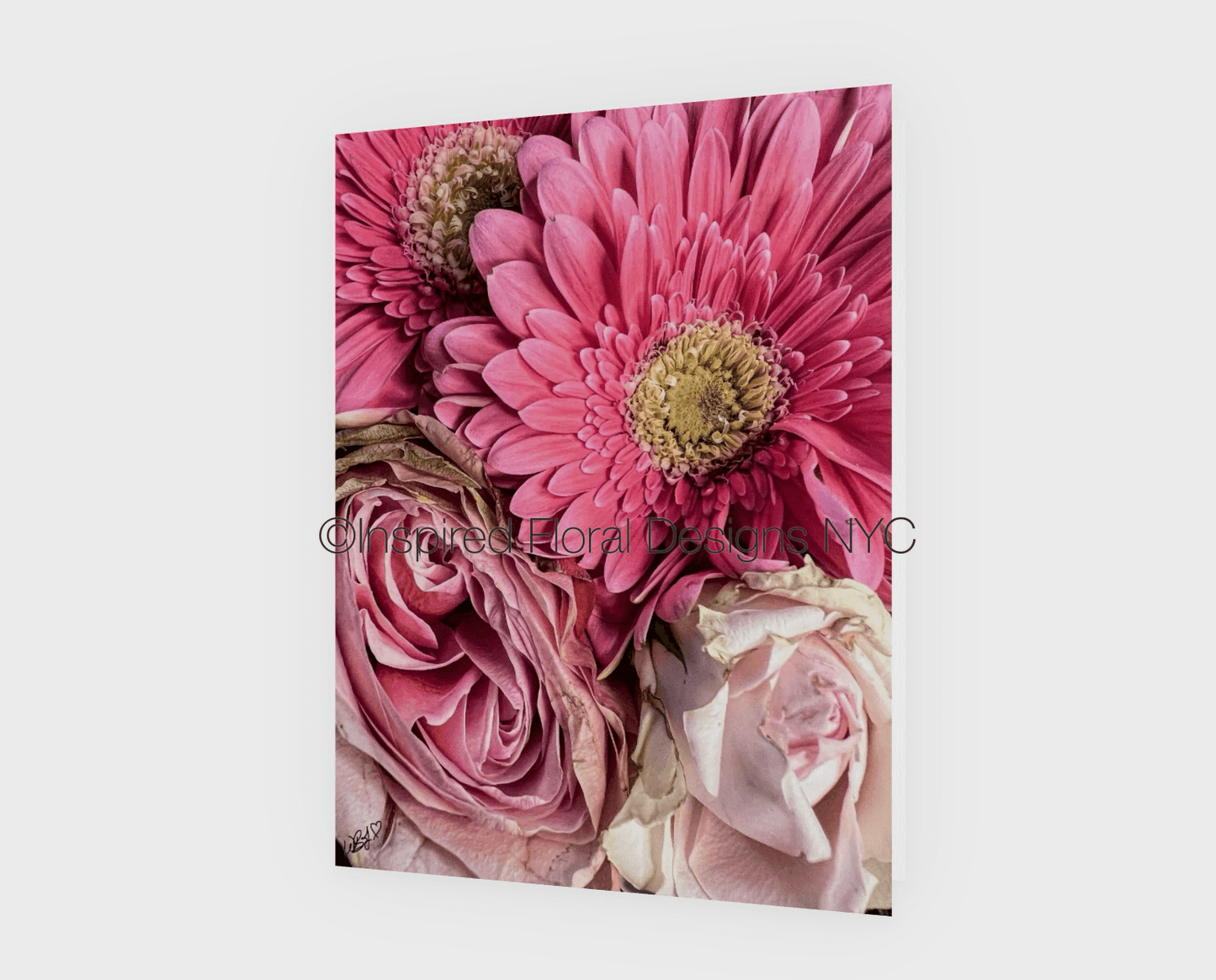 Close-up of pink flowers greeting card by Inspired Floral Designs NYC LLC 