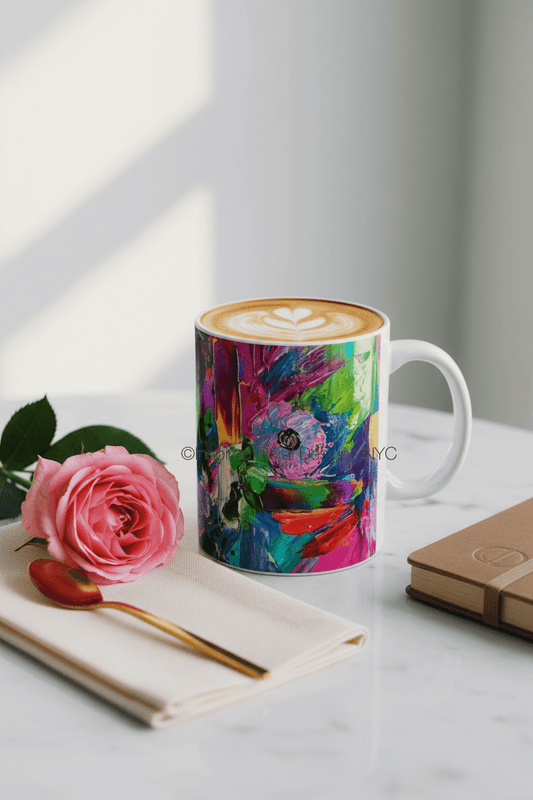 petals unleashed coffee cup with a rose and spoon inspired floral designs nyc llc copyright 