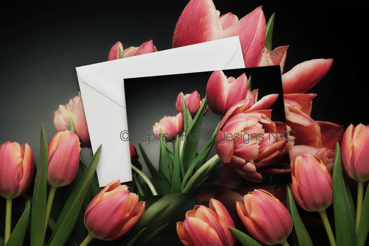 Pink tulips greeting card with tulips framing it inspired floral designs nyc