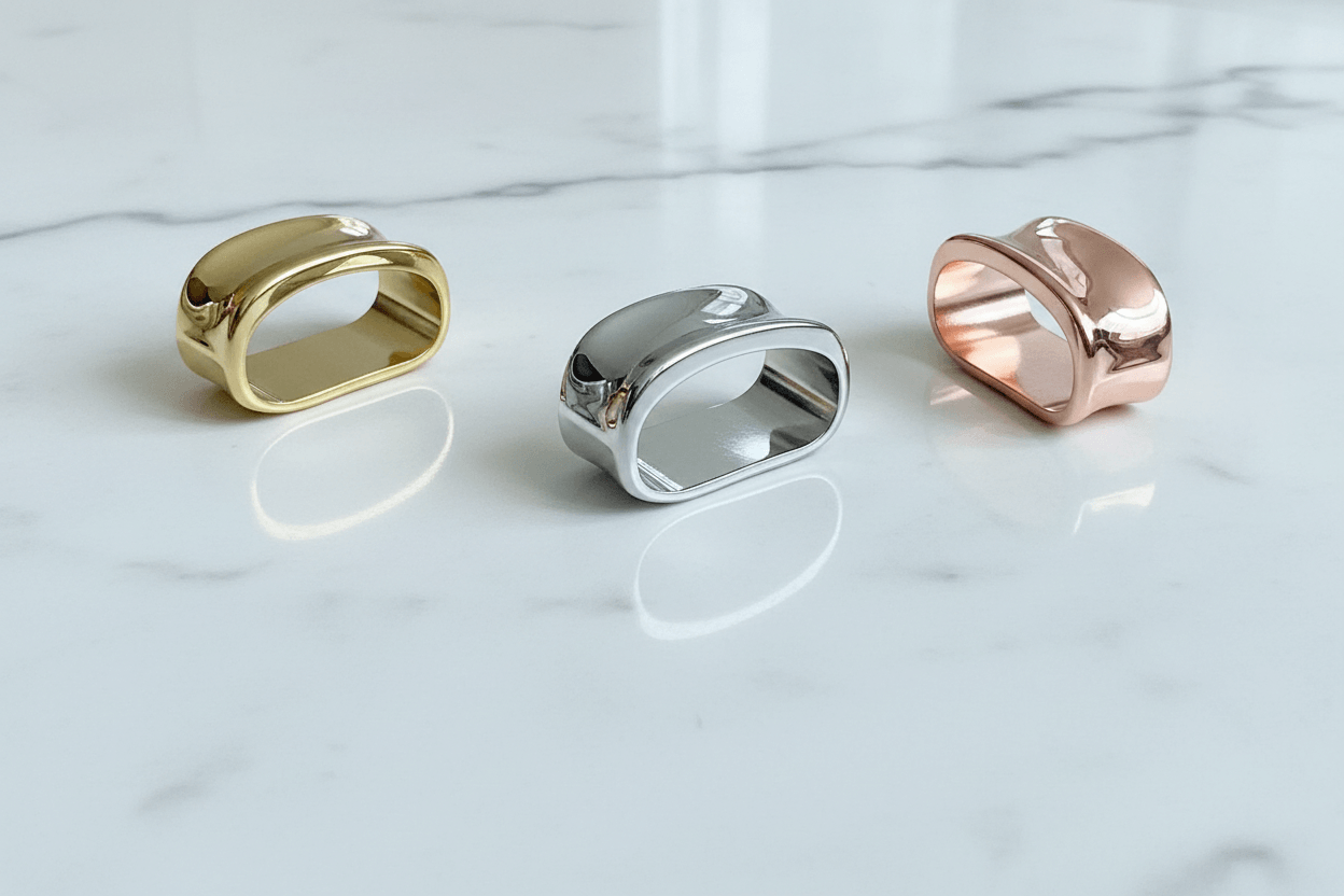 3 different scarf rings- gold, silver and rose gold - inspired floral designs nyc llc