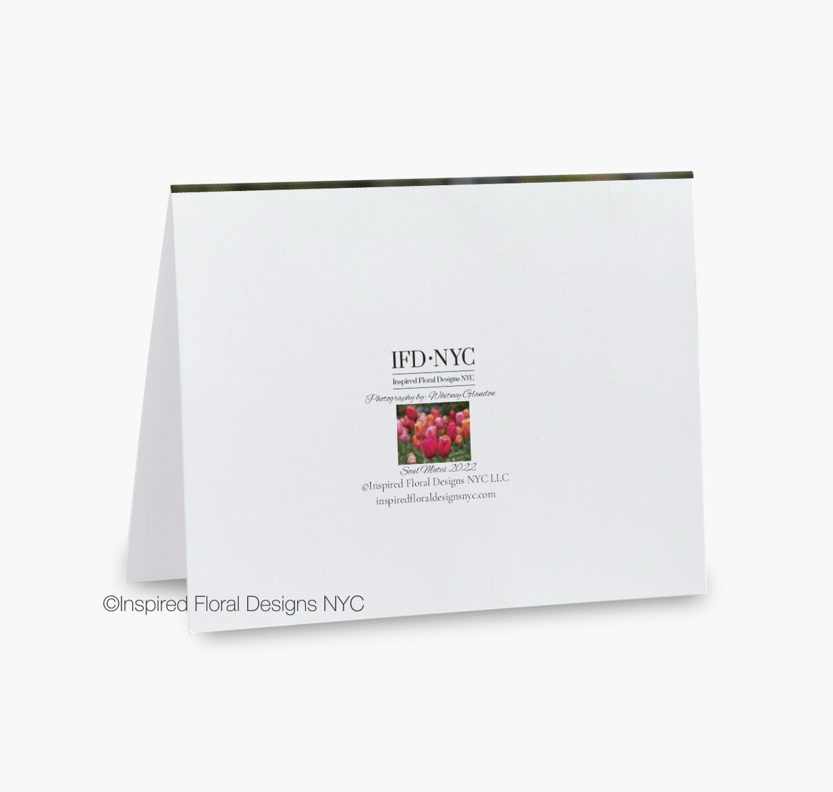 White card with 'Inspired Floral Designs NYC' branding on a white background