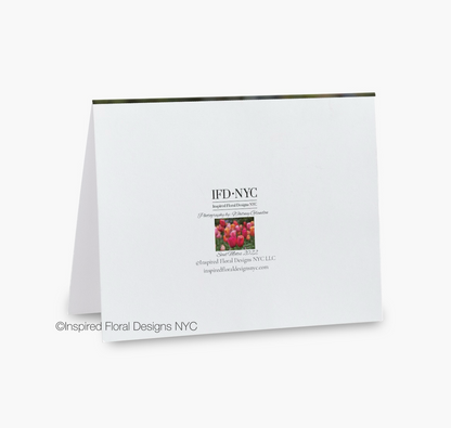 White card with 'Inspired Floral Designs NYC' branding on a white background